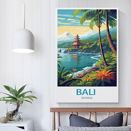 Miniatura 5 de Póster de viaje retro de Bali, lienzo impreso, arte de pared, decoración de pared retro para sala de estar, 12 x 18 pulgadas (11.8 x 17.7 in) Sin