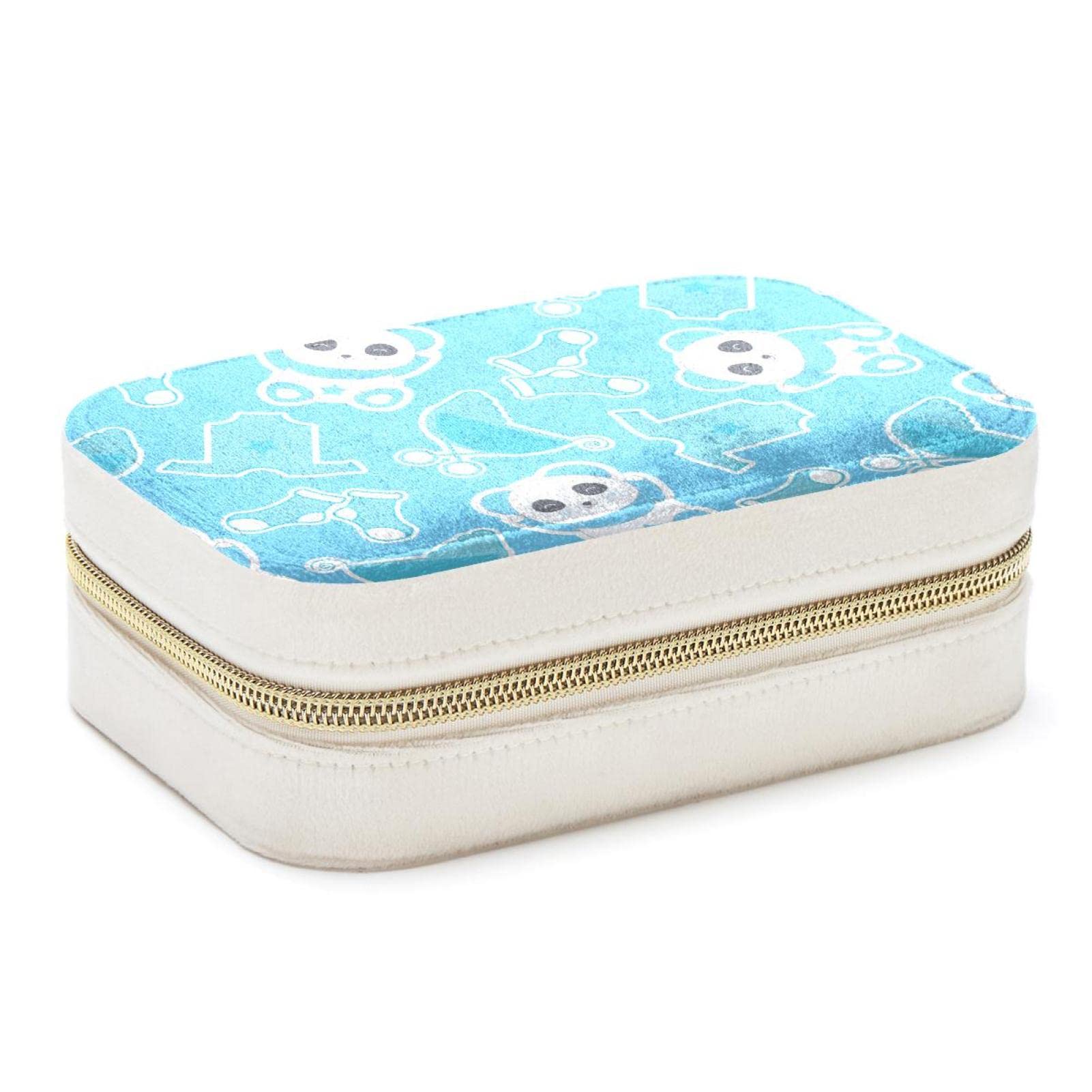 Boîte à bijoux portable panda bleu pour ranger bagues et colliers
