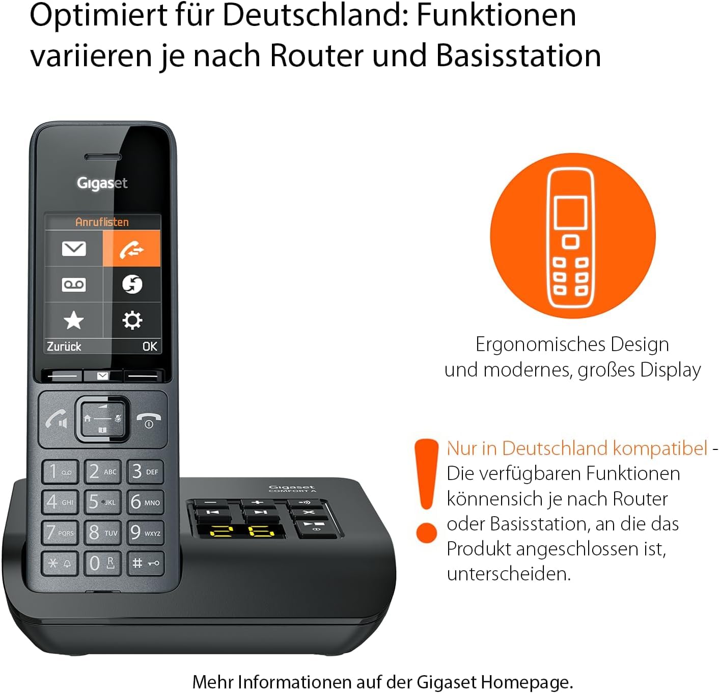 Gigaset Comfort 520A Duo 2 Schnurlose DECT-Telefone mit Anrufbeantworter Freisprechfunktion Anrufschutz Adressbuch 200 Kontakten titan-schwarz Deutsche Version
