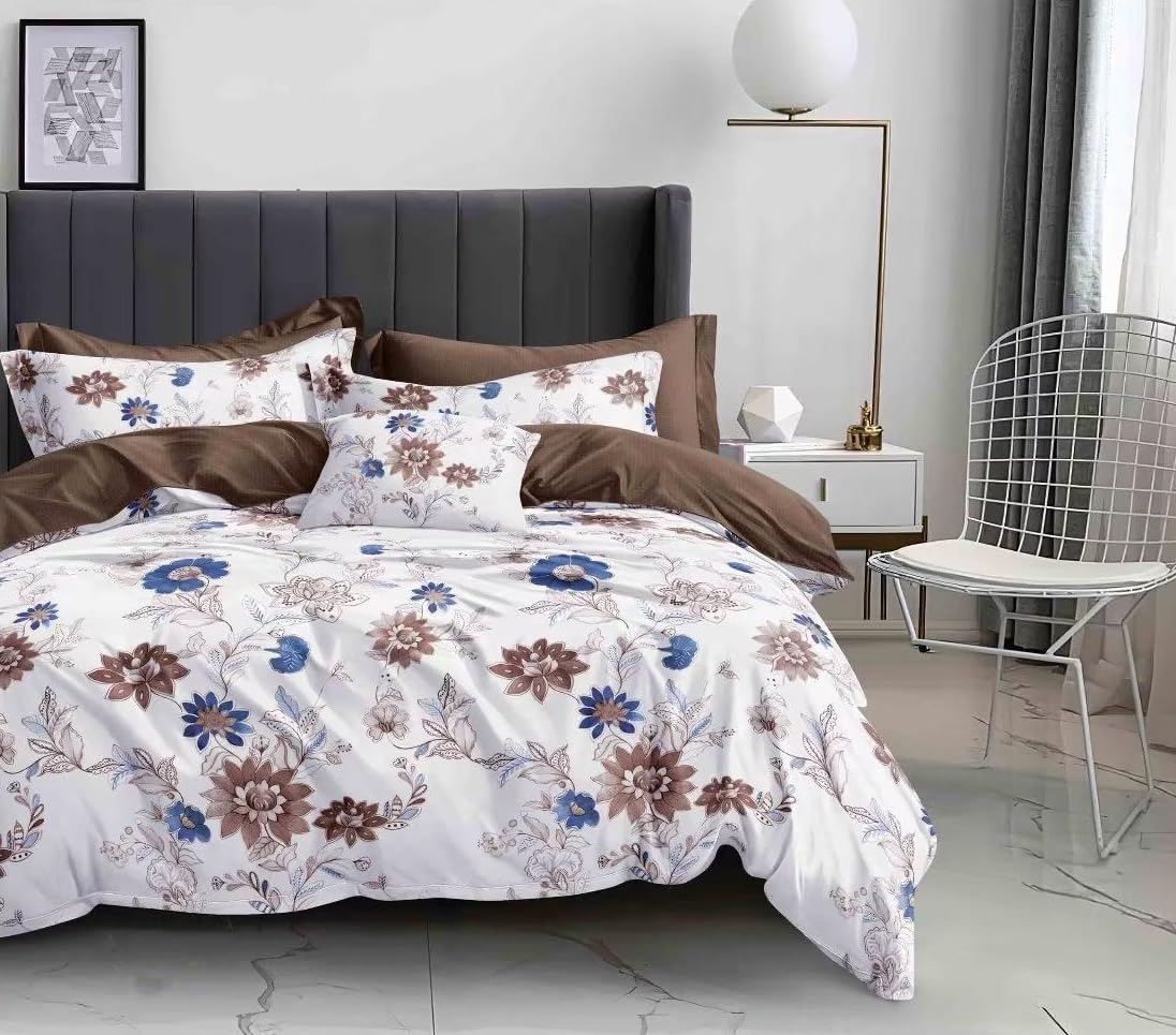 Golden Home6-Pece King Size Cotton Duvet Cover Set, Microfibre Super Soft High Cotton All Seasons (AA17, King Size)