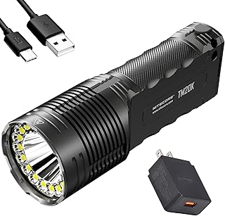 Nitecore TM20K High Lumen Flashlight, 20,000 Lumen LED USB-C Rechargeable with Digital Display and LumenTac Quick Charging 3.0 Adapter