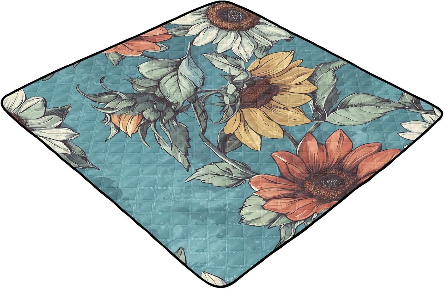 Doodle Colorful Flower Pattern Baby Play Mat, 50“ X 50” Washable Folding Crawling Mat, Baby Floor Mat, Soft, Thick, Non-Slip