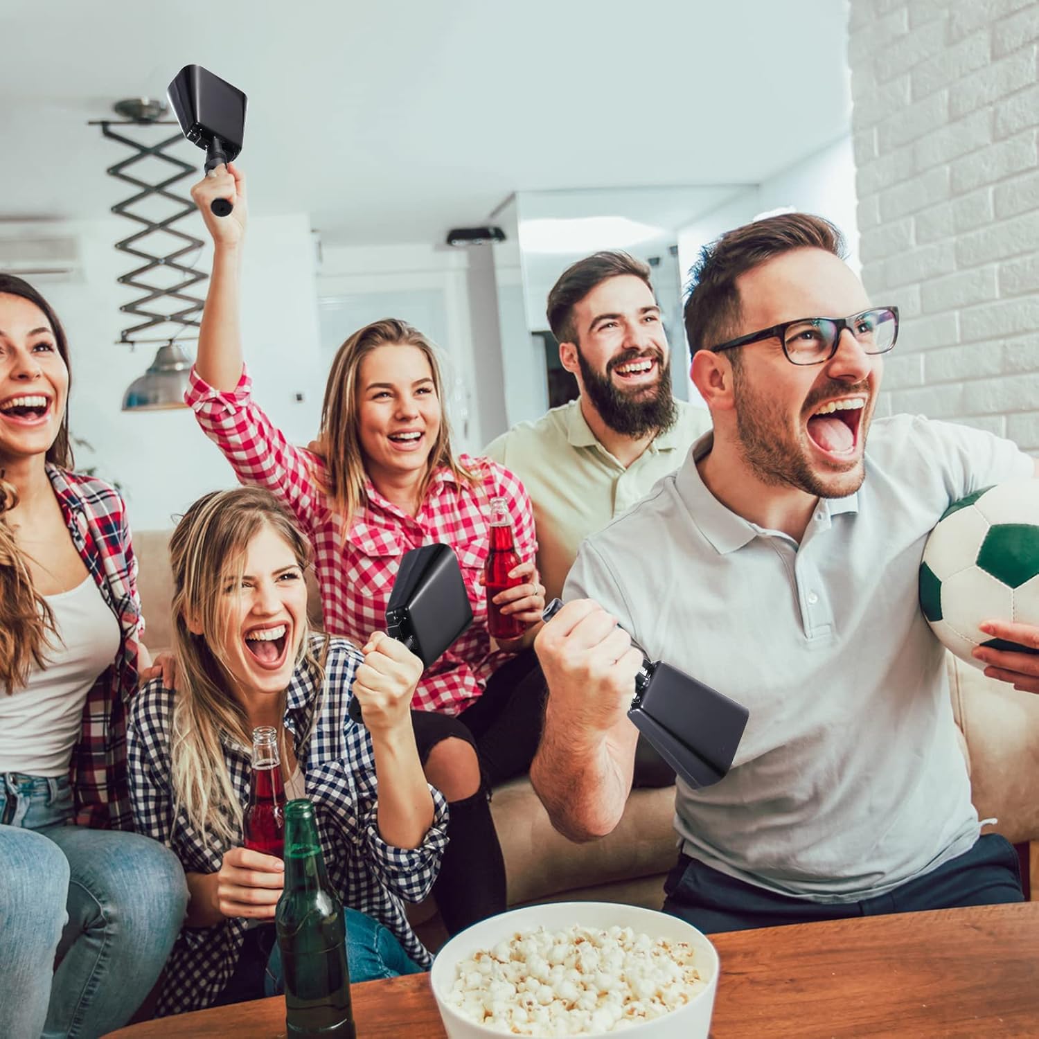 4 Pieces 10 Inches Steel Cowbell with Handle Cheering Bell for Sporting Events Football Game Noise Makers Hand Percussion Cowbells Cheering White Hand Bell for Sporting Wedding Supplies : Musical Instruments