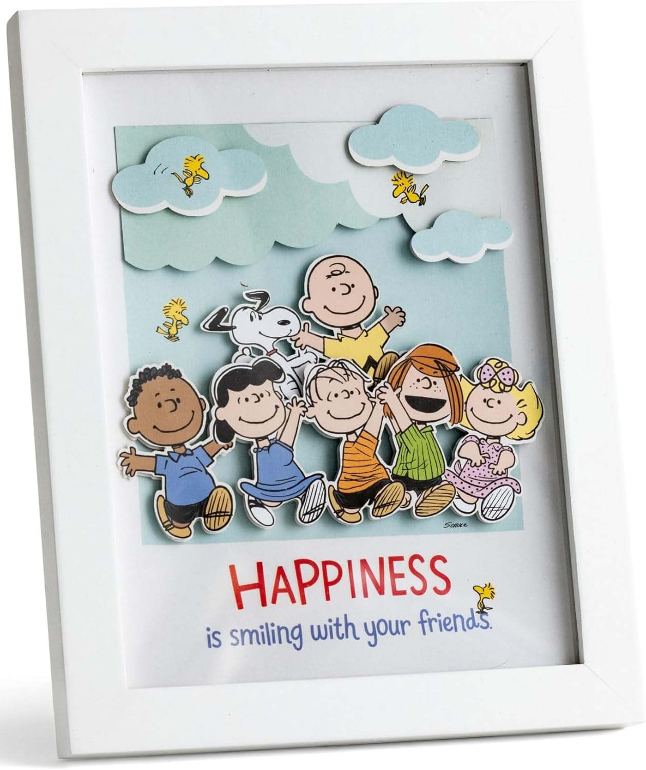 DaySpring - Peanuts Happiness is Smiling with your Friends Framed Wall Décor, 8 x 10