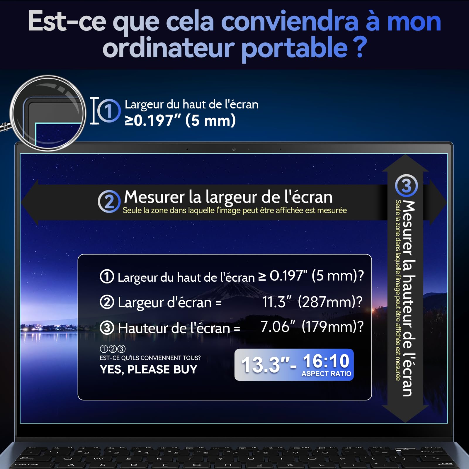 Filtro Privacy Magnetico 13.3 Pollici 16:10 per Schermo Del Computer Portatile, Rimovibile Protezione Schermo Anti Luce Blu Compatibile con Dell/ASUS/HP/Acer/Lenovo/Thinkpad/Samsung/Sony