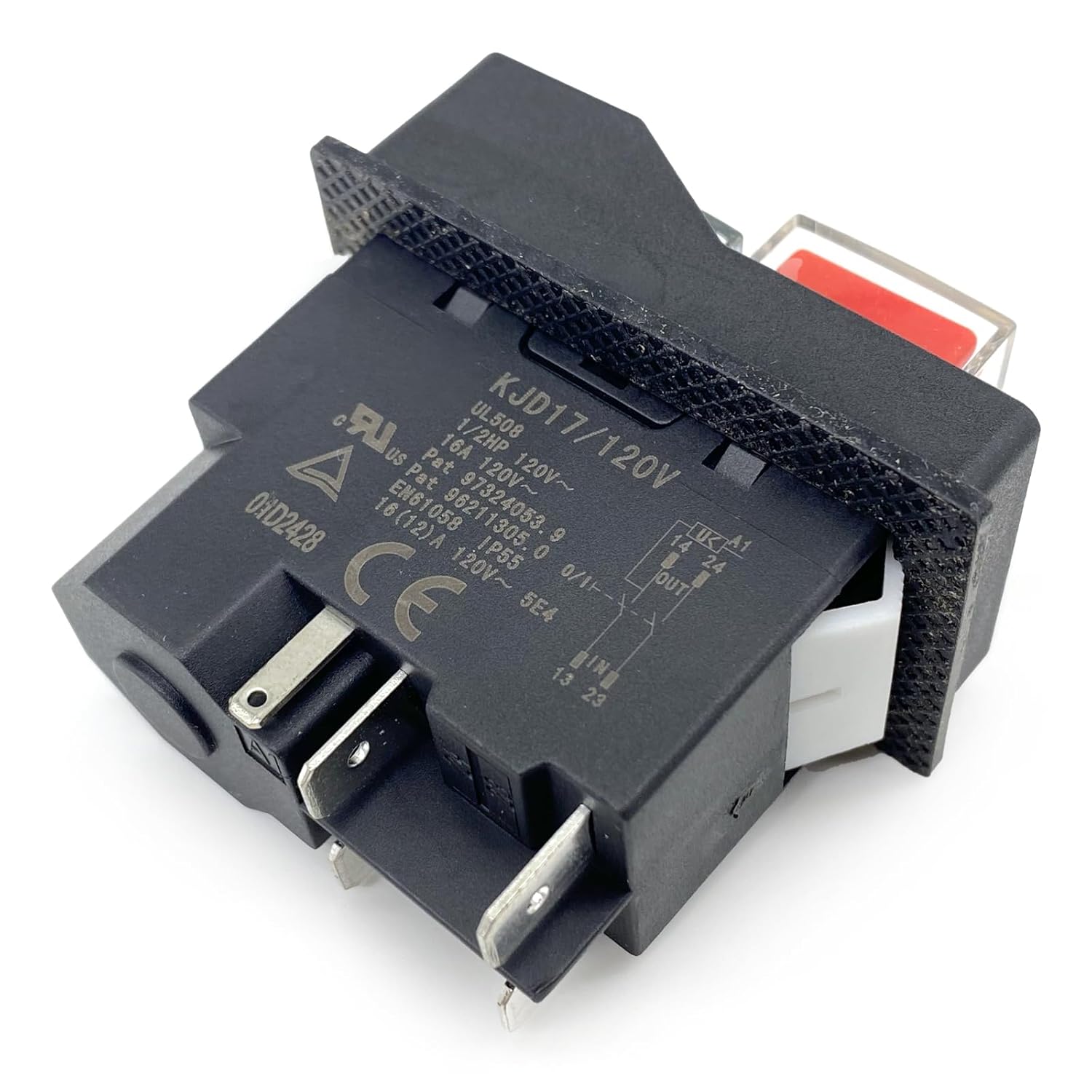 KJD17/120V Switch 5-Pin 16A Push Button Solenoid Switch (1-Pack) for Power Tools and Machinery - Compatible with KEDU KJD16 to Fix E02 Motor Faults