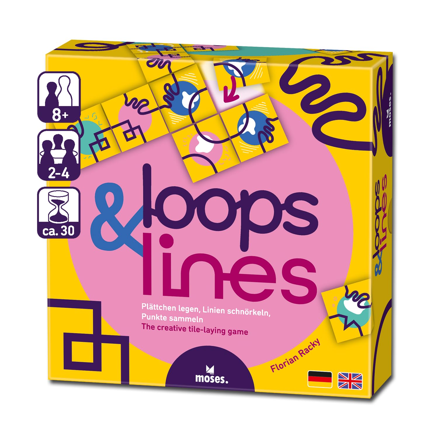 moses. Loops & Lines, Creative Tile Game & Strategy Game for Friends & the Whole Family, Colourful Board Game for Children & Adults from 8 Years