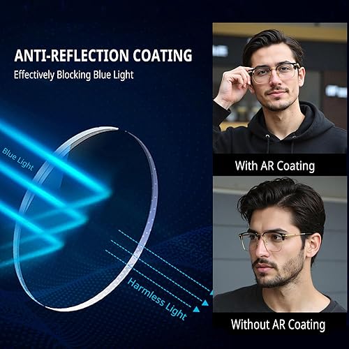 Miniatura 5 de Gafas con Bloqueo de Luz Azul para Hombre, Gafas de Metal para Computadora y Juegos con Filtro de Rayo Azul
