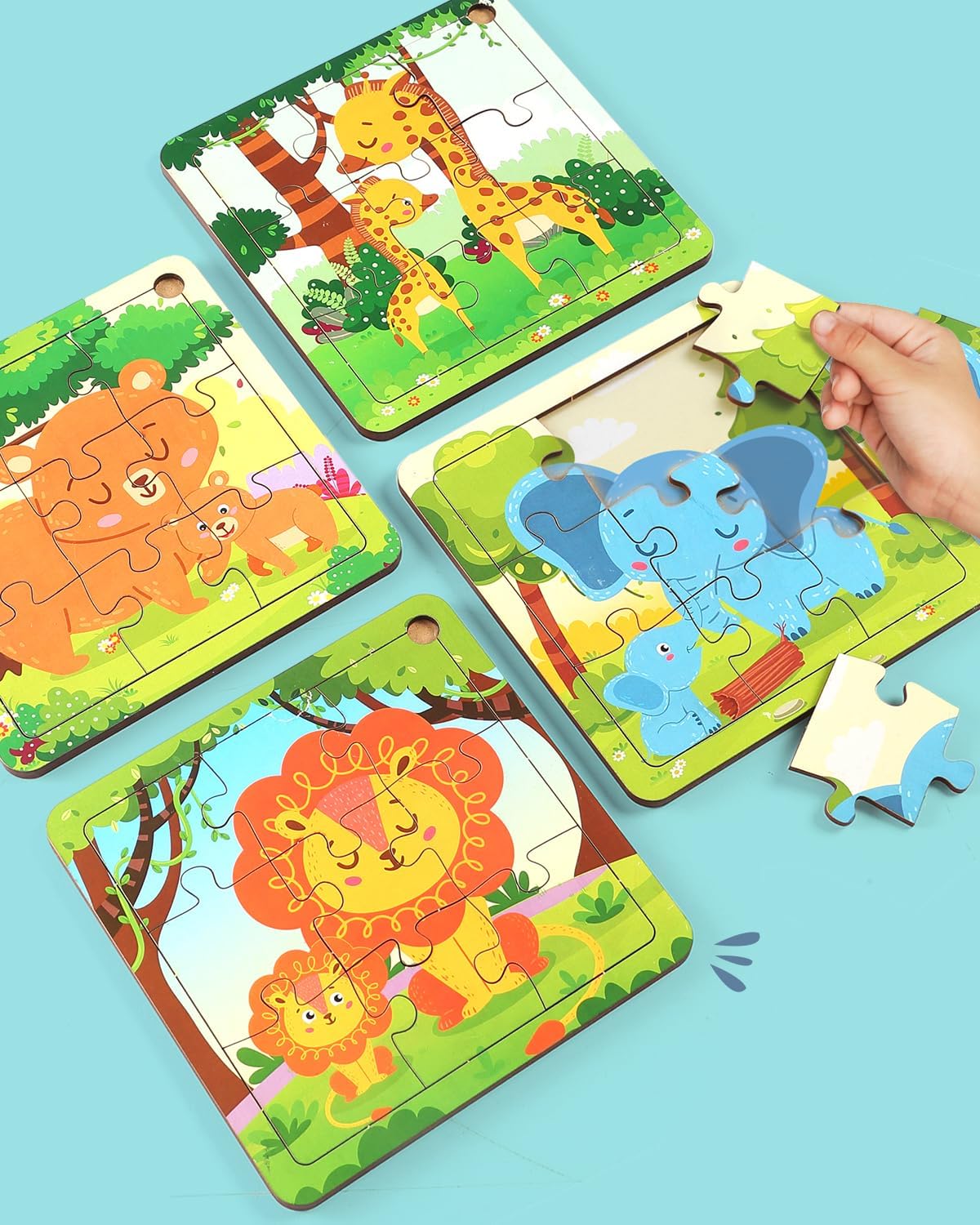 FIRSTCRY INTELLISKILLS Premium Jungle Jigsaw Puzzle for Kids, 36 Pcs Wooden Animal Jigsaw Puzzle for Girl & Boy, Learning & Education Toy for 3+ Years, Brain Booster Game, Motor Skills,Birthday Gift