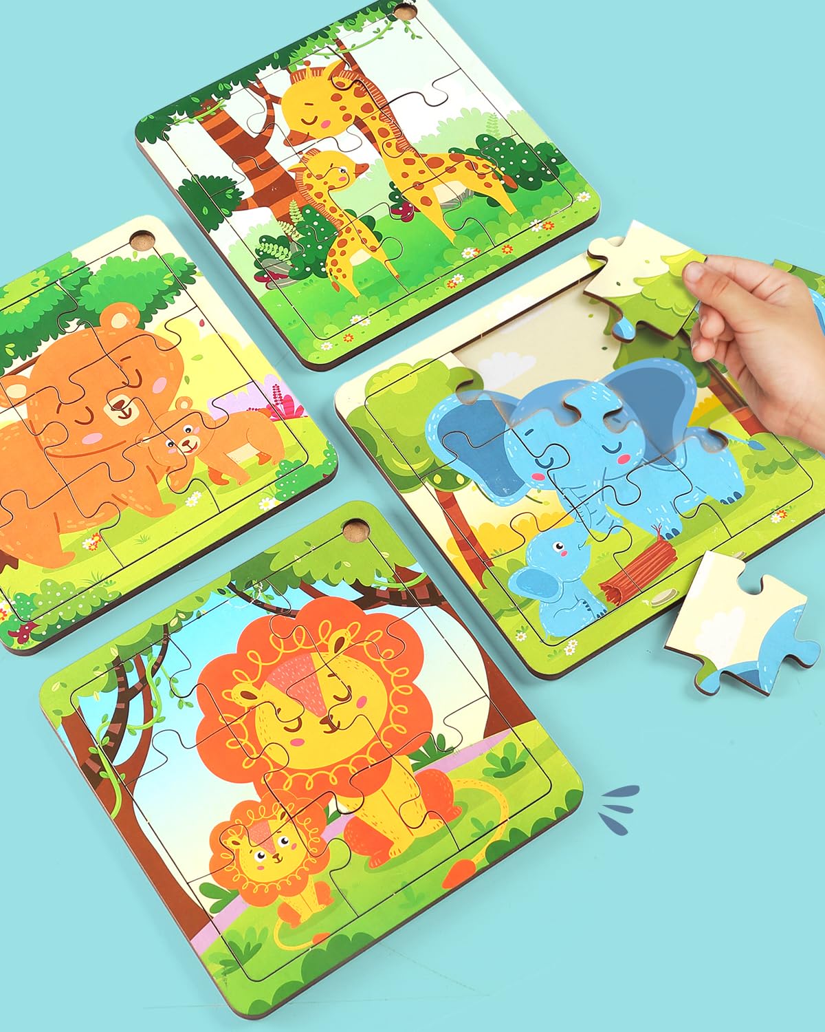 FIRSTCRY INTELLISKILLS Premium Jungle Jigsaw Puzzle for Kids, 36 Pcs Wooden Animal Jigsaw Puzzle for Girl & Boy, Learning & Education Toy for 3+ Years, Brain Booster Game, Motor Skills,Birthday Gift