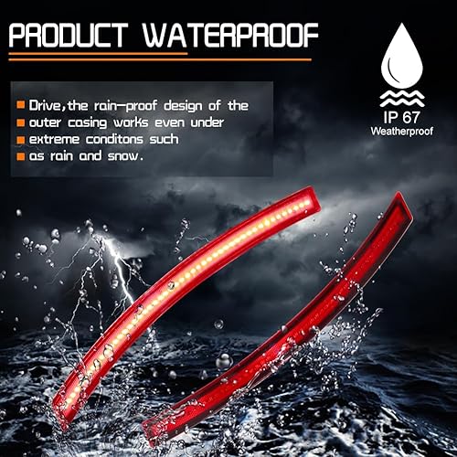 Miniatura 10 de Juego de 4 lámparas LED ámbar y rojo ahumadas compatibles con Chevrolet Corvette C7 2014 2015 2016 2017 2018 2019 Reemplazar OEM parachoques