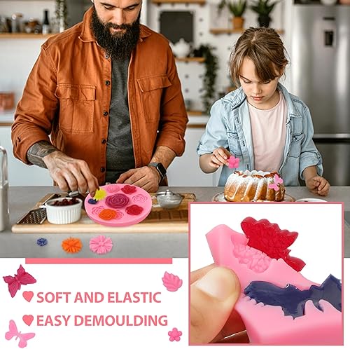 Miniatura 6 de Molde de silicona para pastel de fondant de flores y mariposas, para decoración de pasteles, dulce de chocolate, arcilla polimérica, jabón,