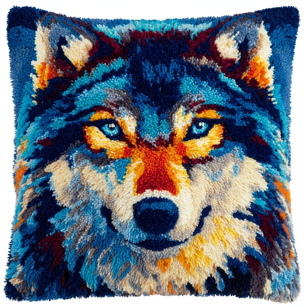 AxiangziK Latch Hook Pillow Kits for Beginners,Animal Wolf
