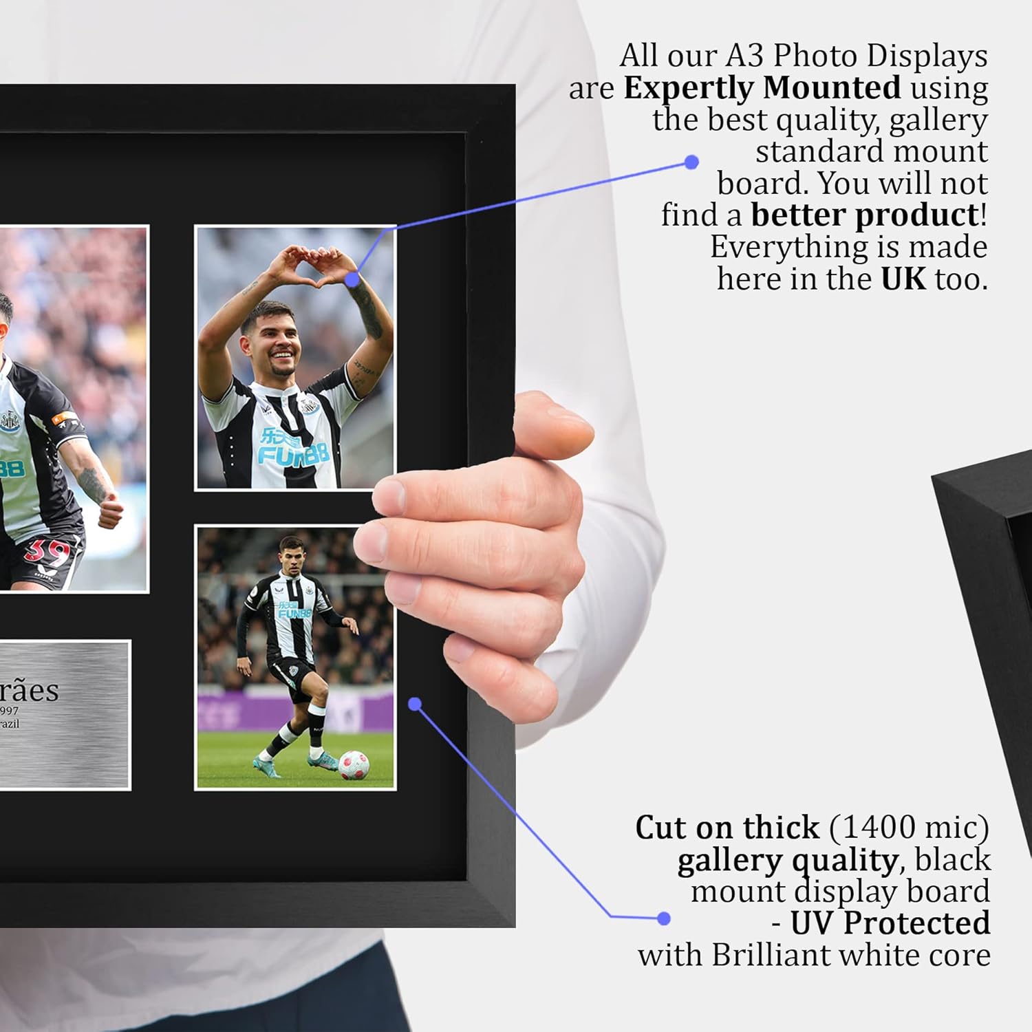 HWC Trading Bruno Guimaraes Newcastle United 16 x 12 inch (A3) Printed Gifts Memorabilia Signed Autograph Photograph Display for Football Fans and Supporters - 16" x 12" Framed