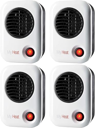 Lasko 101 MyHeat - Calentador eléctrico de cerámica portátil de 200 vatios de eficiencia energética con exterior fresco al tacto para escritorio de