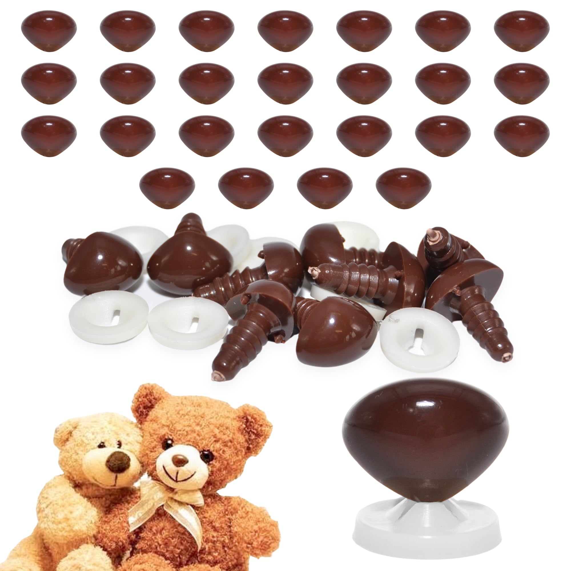 celloexpress 10mm x 8mm Brown Triangle Noses Plastic Backs (Pack of 25)
