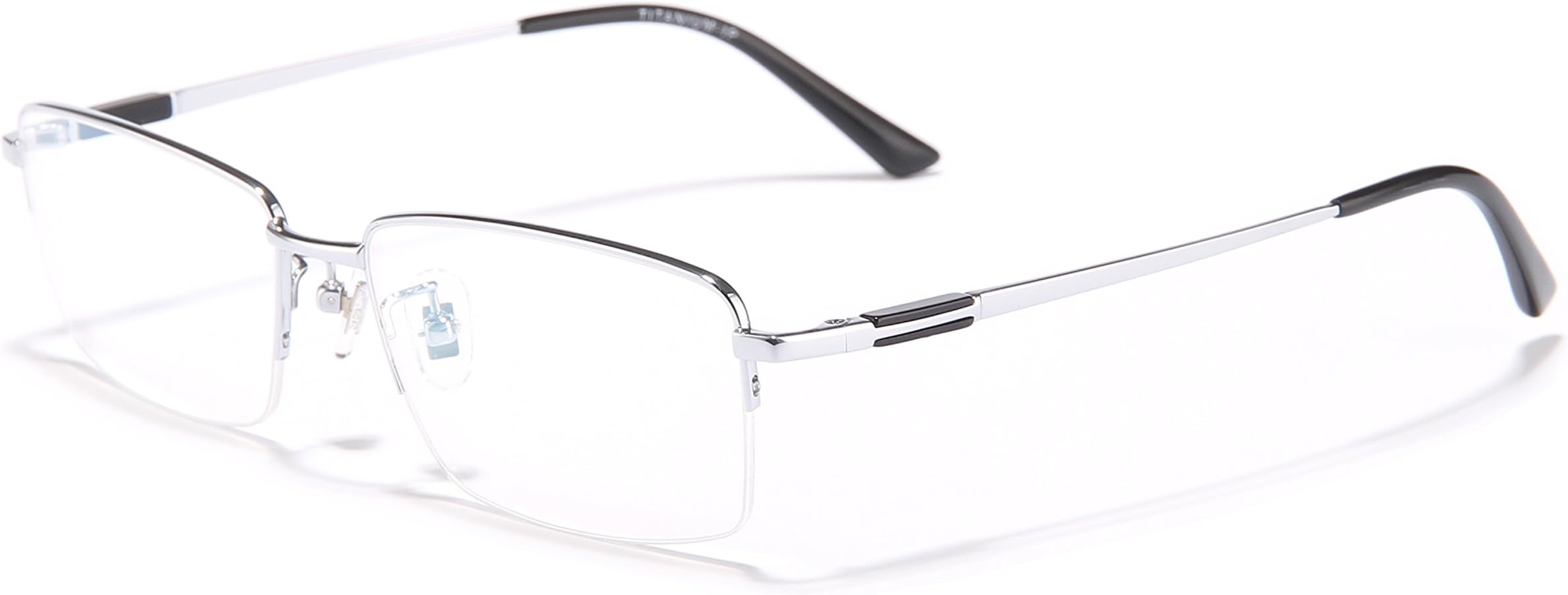 JIEMA Men's Eyeglass Frames Titanium Semi-rimless Business Glasses Frames CJ-9009 56-17-140mm (Silver, 56)