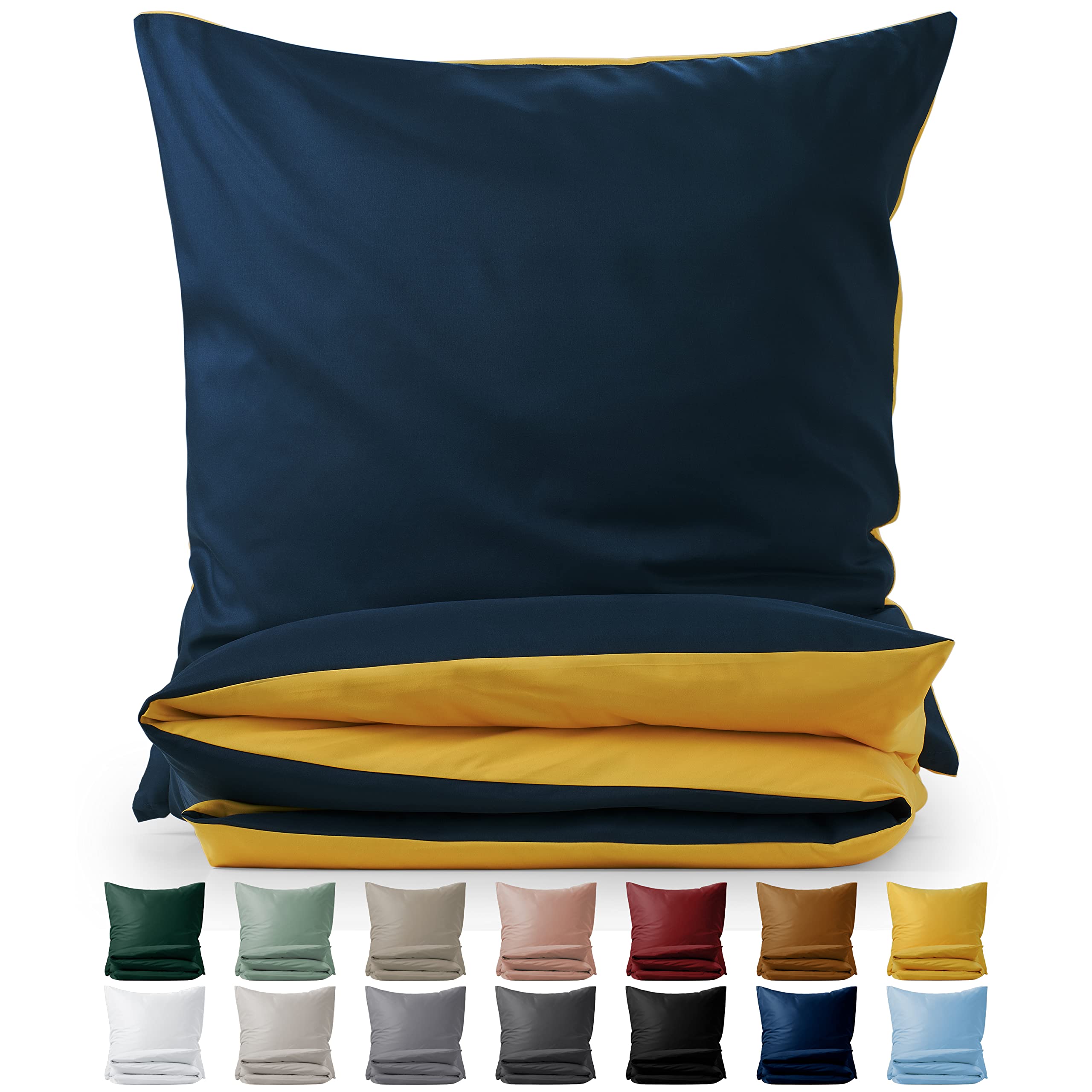 Blumtal Juego de Funda Nórdica de Microfibra Premium Extra Suave - Nórdico Cama 120 - Set de 3 Piezas Funda Nórdica + 2 Fundas de Almohadas, Azul Océano/Amarillo Mostaza
