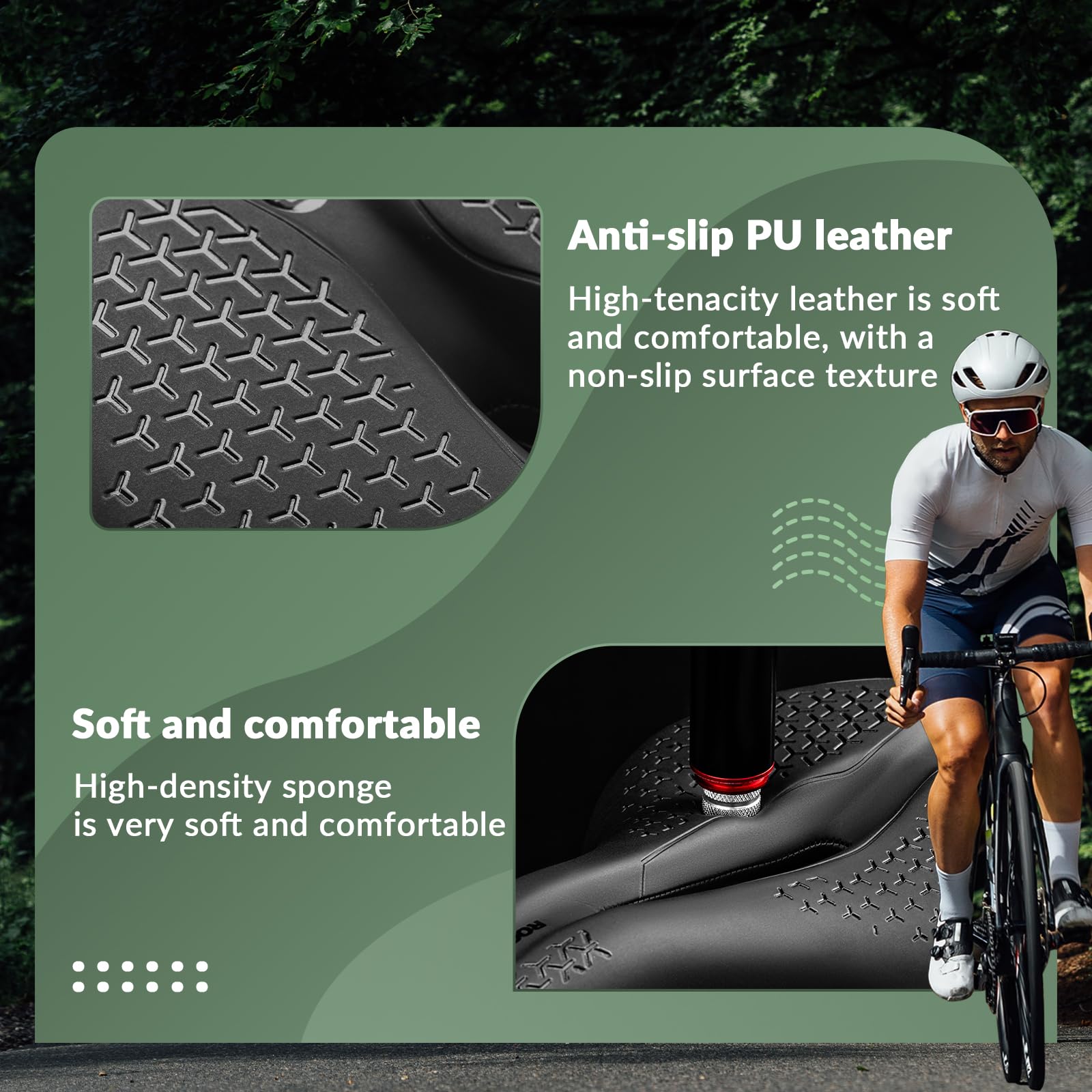ROCKBROS Siodełko Rowerowe Wygodne, Ergonomiczne Siodełko Rowerowe dla Mężczyzn i Kobiet Antypoślizgowe Sportowe Siodełko Turystyczne Do Rowerów Górskich, Szosowych, MTB, Miejskich i Elektrycznych