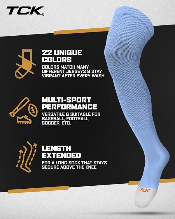 Baseball & Softball Over The Knee Socks - Columbia Blue, X-Large by TCK - Image 3