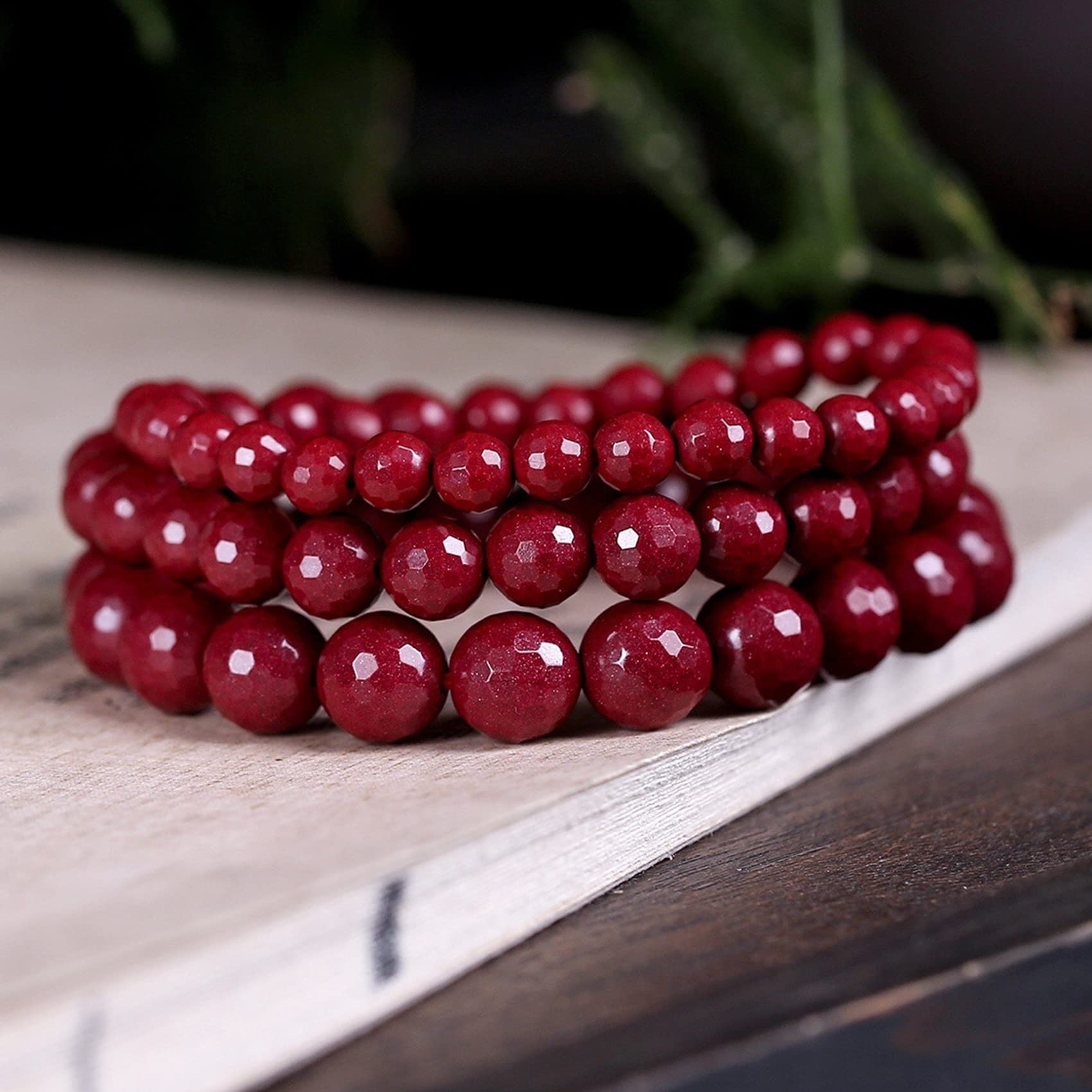 Amazon.co.jp: 天然紫朱色の幾何学的なブレスレット ビーズ チェーン