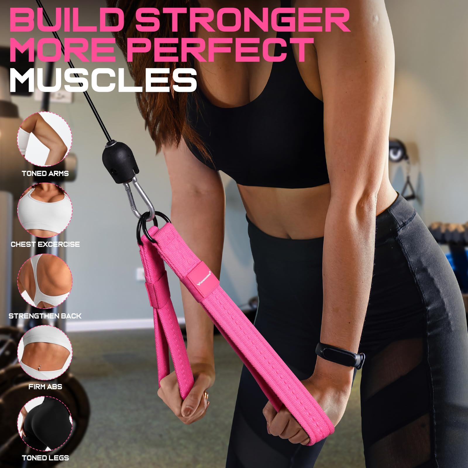 Poignées Triceps Corde Pour Câble (13 Pouces) - Accessoire Gym Polyester Noir