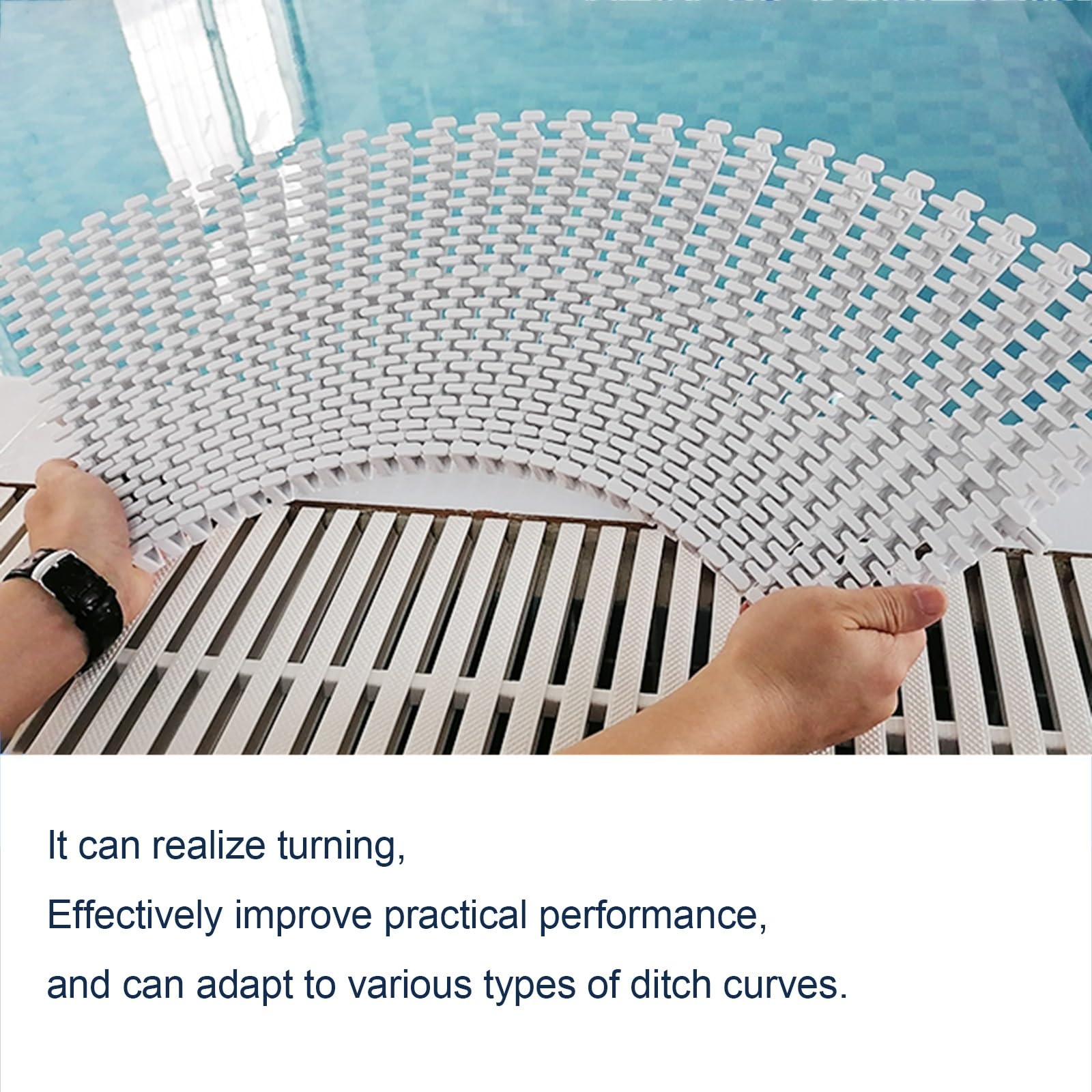 Generico Griglia di Scarico per Piscina in PP Resistente - 5 Pezzi, Copertura Bianca per Canale di scolo da 18 cm e Sistema di drenaggio di Troppo Pieno, Perfetta per Piscine e Aree Esterne (Bianca)