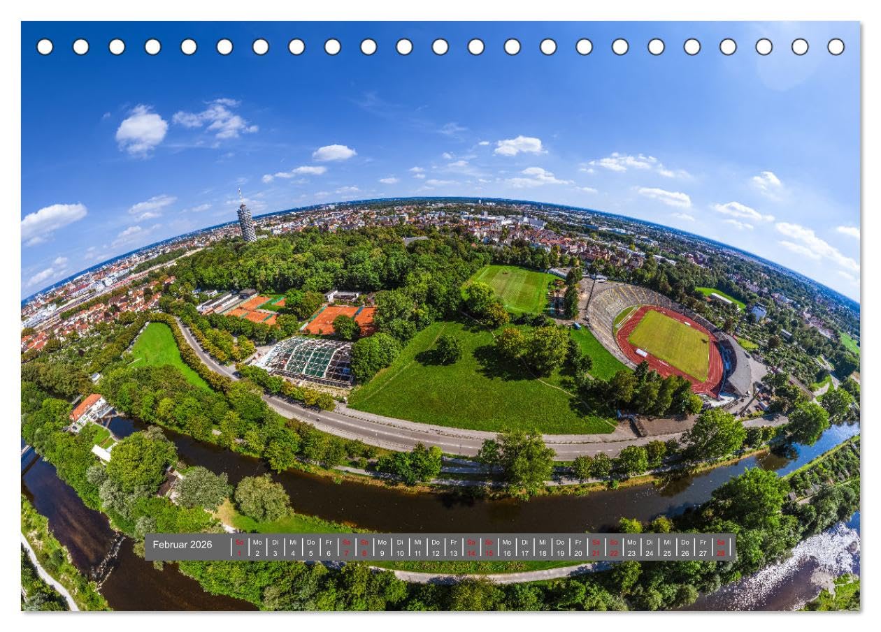 Meine Heimat von oben - Luftbilder von Augsburg (Tischkalender 2026 DIN A5 quer), CALVENDO Monatskalender: Einzigartige Luftaufnahme von der Stadt Augsburg