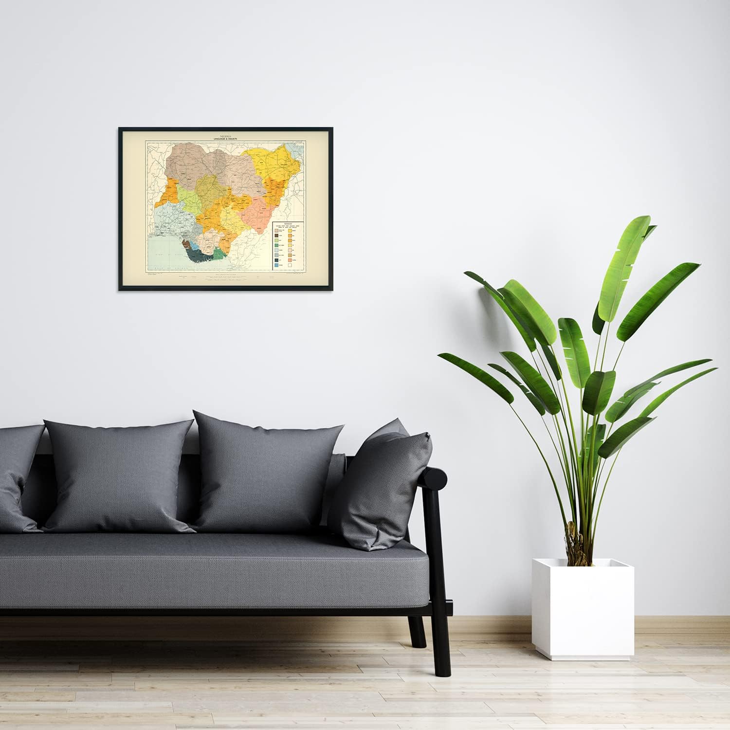 HISTORIX Vintage 1967 Nigeria Map - 18x24 Inch Map of Nigeria Languages & Dialects - Old Republic of Nigeria Wall Art - History Map of Nigeria Poster