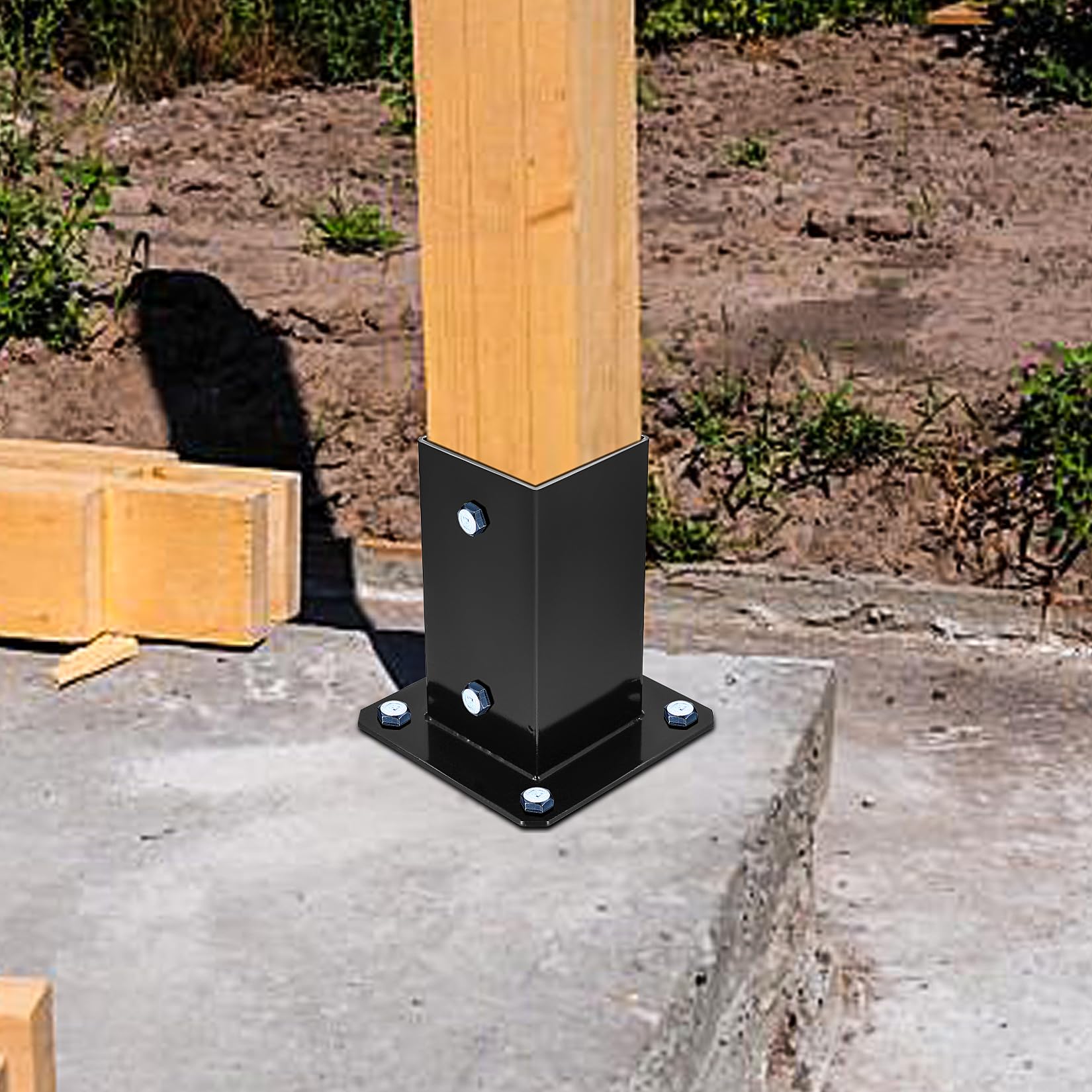 2 Pcs Soporte de Postes para Vallas Cuadrado, Soportes de Poste, Base de Poste de Anclaje Poste Atornillable para 60x60 mm Postes de Madera, Suelo Hormigón Jardin Cenadores Barandillas Buzón
