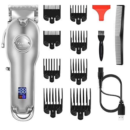 Kemei Mens Hair Clippers for Hair Cutting Professional Cordless Hair Trimmer for Men LED Display