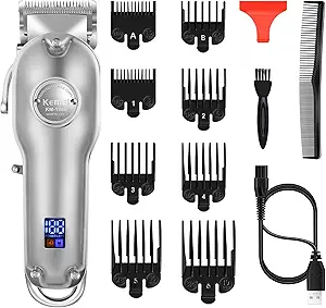 KEMEI Mens Hair Clippers for Hair Cutting Professional Cordless Hair Trimmer for Men LED Display