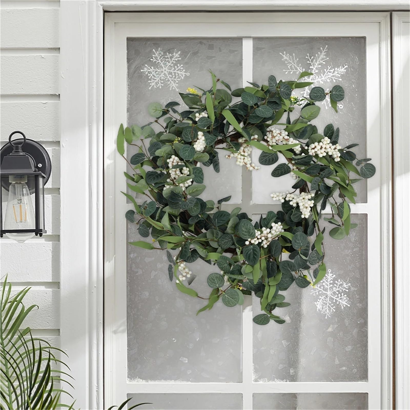 Türkranz Sommer 55CM Künstliche Topiary Kranz Eukalyptus Blatt Tür Dekor