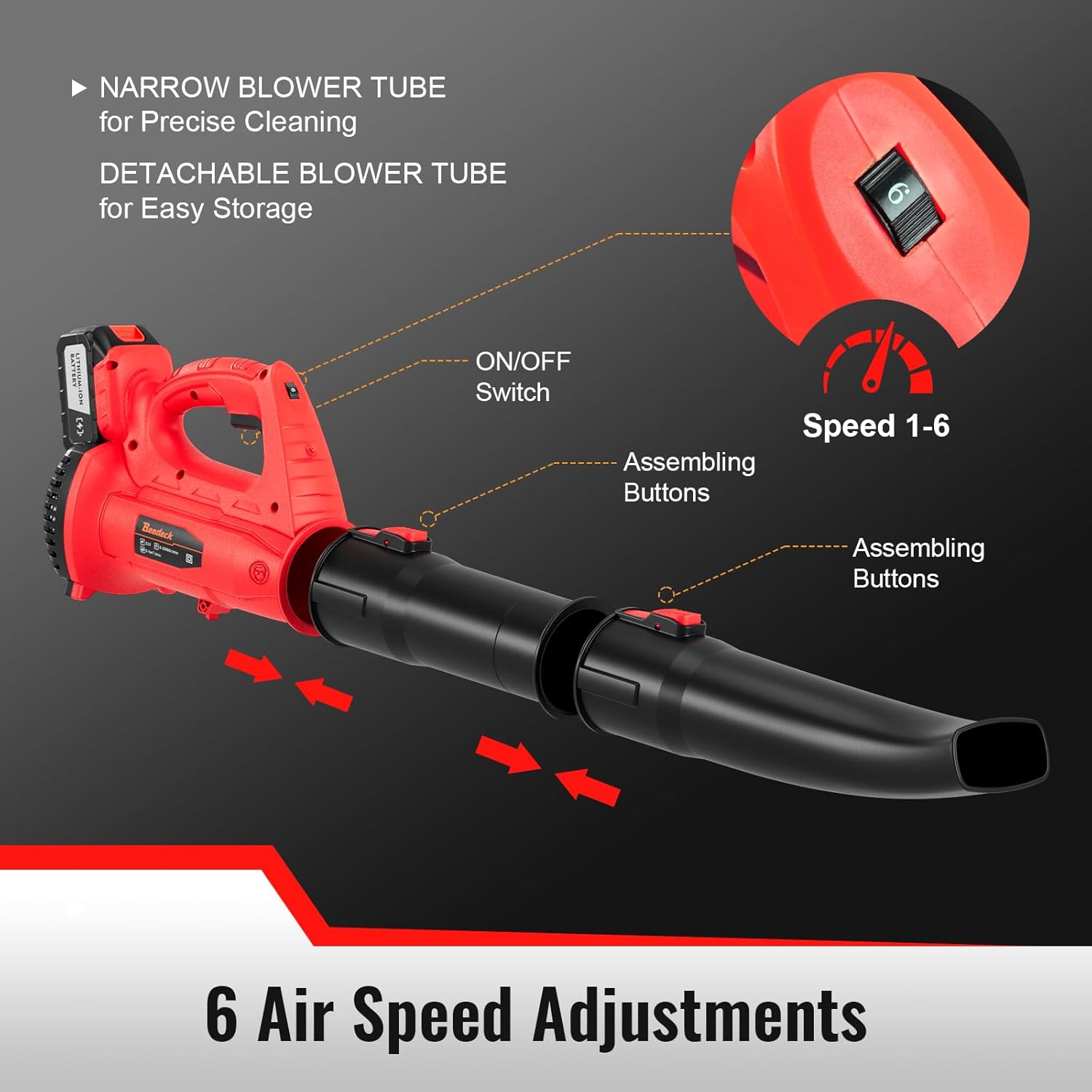 Leaf Blower Cordless, Electric Cordless Leaf Blower with 2 * 4.0Ah Battery Powered, Blowers for Lawn Care, Blower with Extension Nozzle, Battery Powered Blowers Leaf Cordless