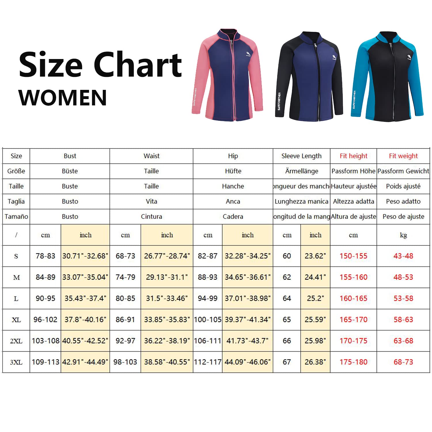 Veste de plongée en néoprène de 2 mm pour homme – Haut de combinaison de plongée avec fermeture éclair sur le devant et manches longues pour la natation, la plongée avec tuba, le surf, le kayak, le