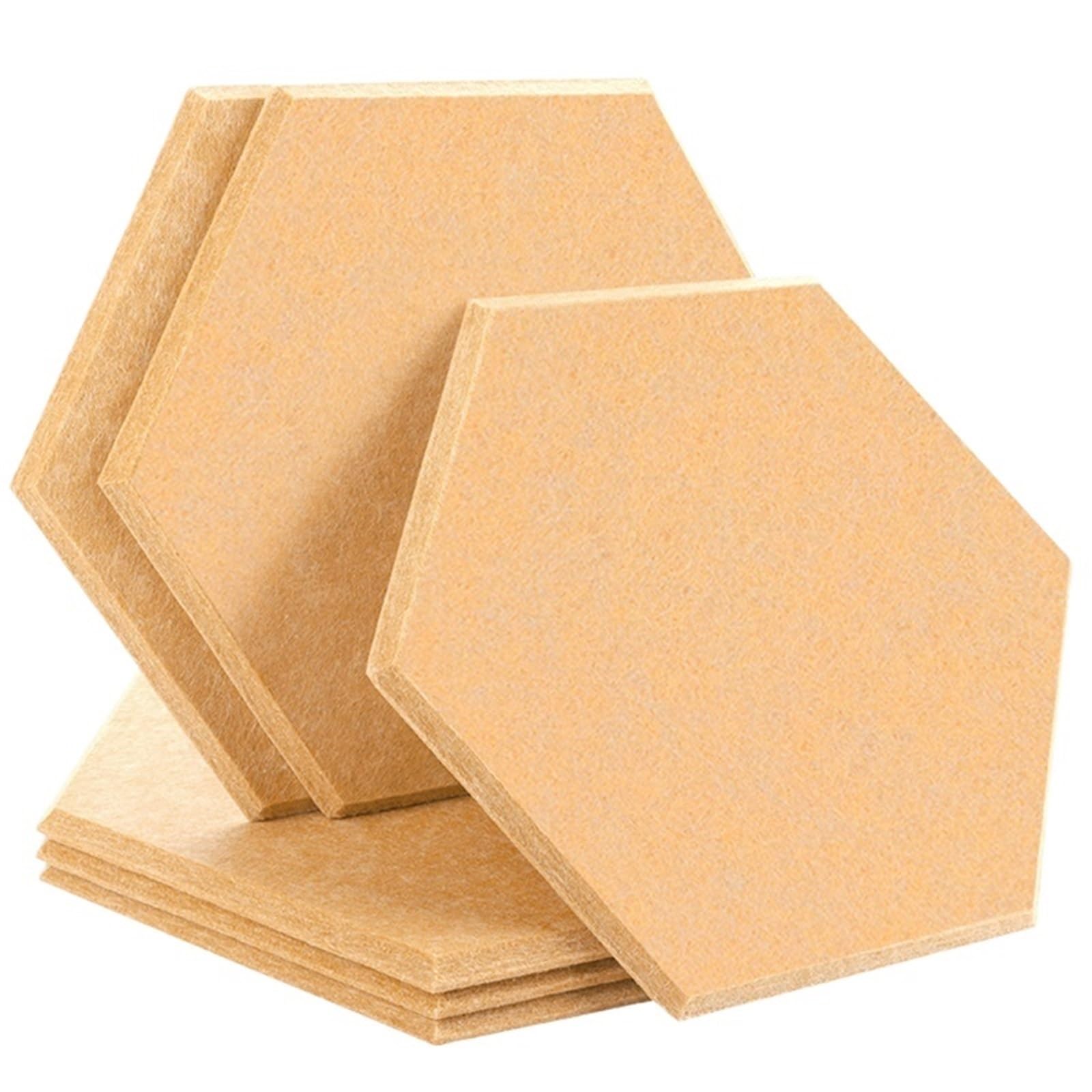 Panel Acustico Paneles de pared con absorción sonido, 6 piezas, aislamiento decorativo for dormitorio para Oficinas(13-Light Orange,Large Hexagon,1.2cm Super Density)