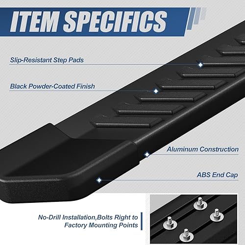 Miniatura 2 de Auto Dynasty - Estribos de 6 pulgadas compatibles con Ford F-150 F-250 F-350 SuperCrew Cab 2015-2024, pasos laterales negros con revestimiento de