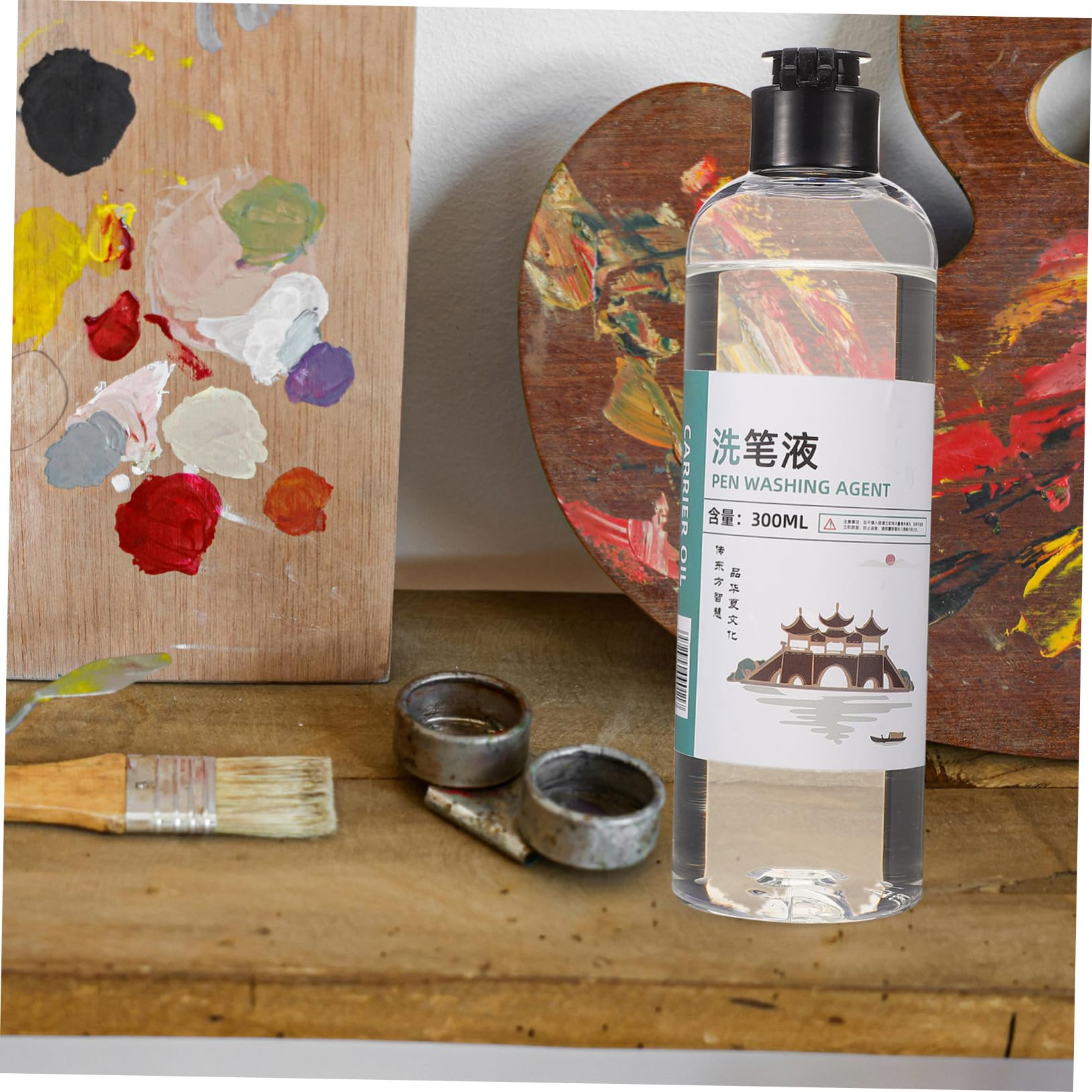 SHINEOFI Liquido per Pulizia Pennelli Pittura Olio Acrilico 300ml
