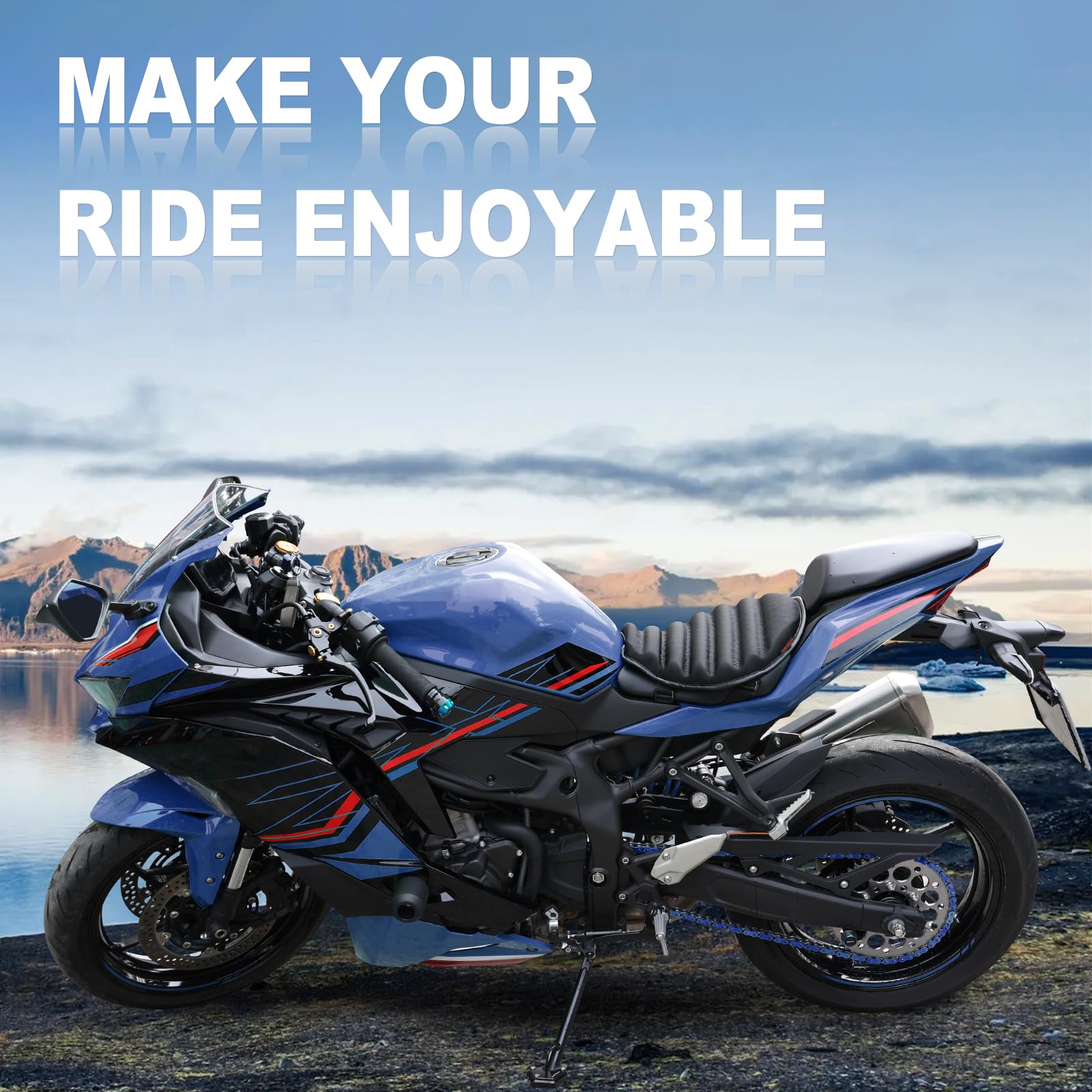 Gewelltes Motorrad-Sitzkissen, große 3D-Wabenstruktur, Druckentlastung & atmungsaktives Motorrad-TPE-Gel-Sitzpolster für lange Fahrten