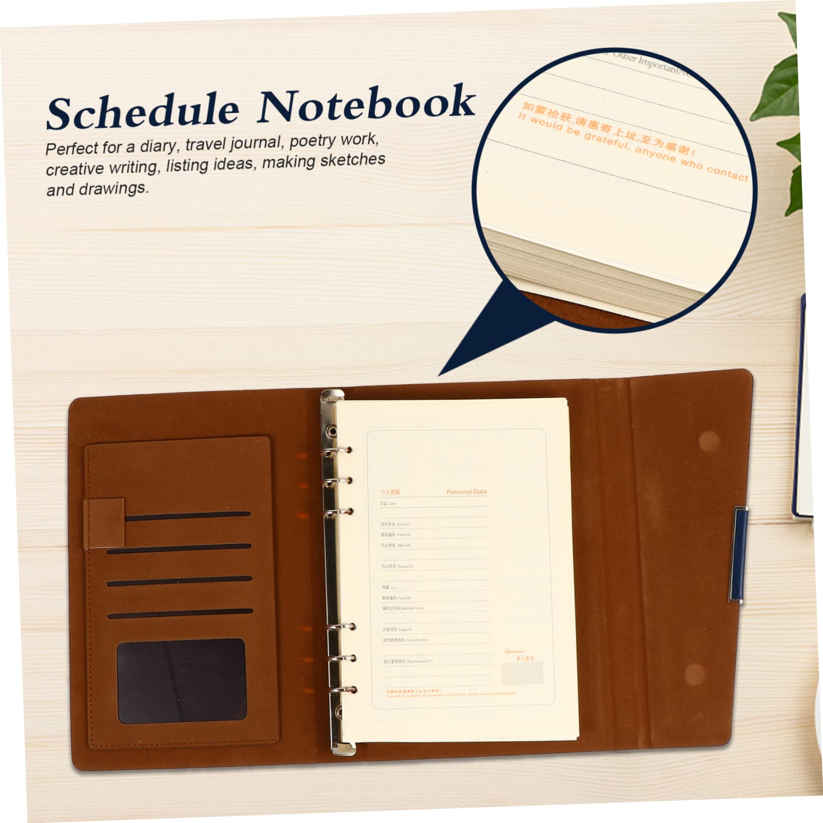 Cuaderno de Notas de Agenda de Cuero Pu Azul, Diseño Simple