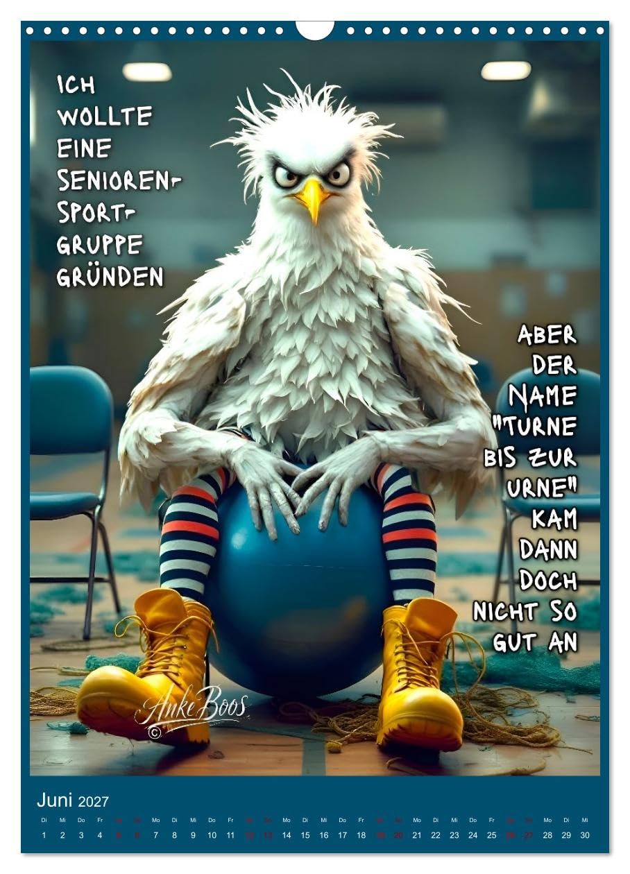 Böse Möwen - Jenseits des guten Geschmacks (Wandkalender 2027 DIN A3 hoch), CALVENDO Monatskalender: Pechschwarzer Möwenhumor für alle, die über Grenzen lachen