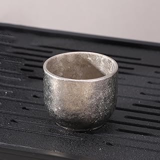 100ml / 3.4oz Titanium Tea Cup Double-Walled Hot Tea Mug Camping Sake Cup Lightweight (45g) Travel Cup Durable Teaware for Hiking Backpacking Home used, Gift RT080T (Crystallized Silver)