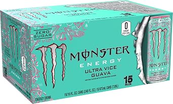 Monster Energy Ultra Vice Guava, Sugar Free Energy Drink, 16 Ounce (Pack of 15) | Pack of 15