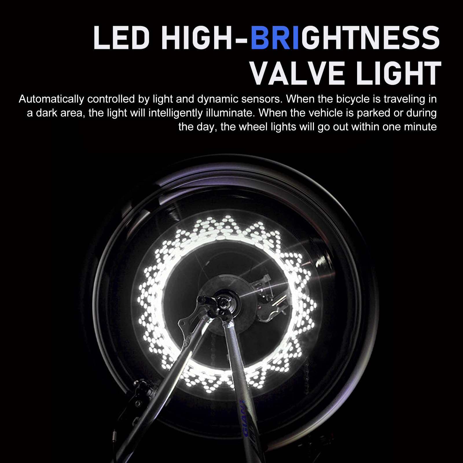 Lot de 2 lumières LED étanches pour roue de vélo, lumières d'avertissement de pneu de VTT, multi-motifs, 9,4 cm, super lumineuses, universelles pour la plupart des vélos (blanc)