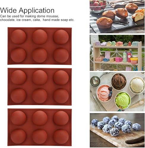 Miniatura 3 de 3Pcs Hemispherical Silicone Mold, Baking Mold Set for Making Hot Chocolate, Mousse Cake Ideal for Baking Lovers(6 holes)