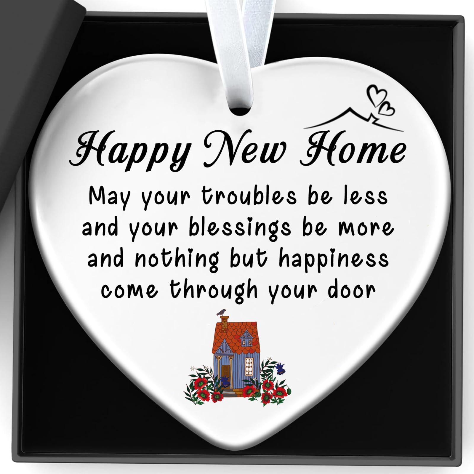 Qylazune Women's White, Gold New Home Gifts House Warming Gifts New Home Ceramic Ornament With Gift Box For Send Keepsake Decorations For Couples,,Families,Teacher,Companion,Colleagues,Homeowners Housewarming The Gift