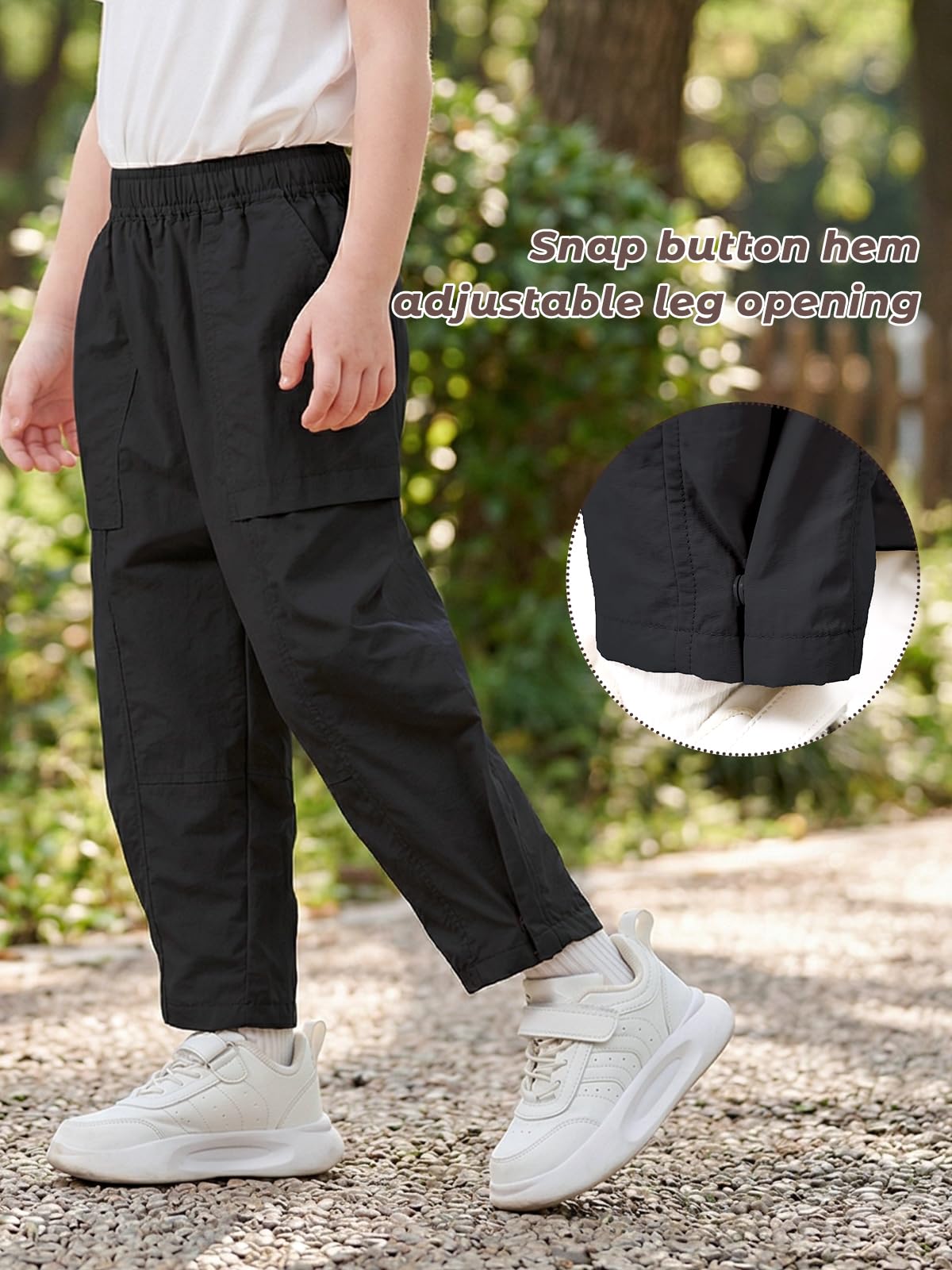 Miipat Pantaloni Cargo Larghi da Bambina, Pantaloni Asciugatura Rrapida per Ragazza Pantaloni Casual Leggeri con Elastico in Vita per Bambini e Bambine