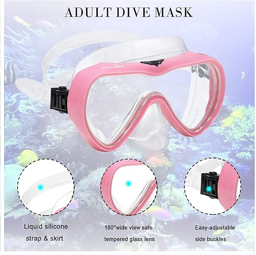 Miniatura 2 de OMGear - Gafas de natación con cubierta para la nariz, máscara de buceo y esnórquel, máscara para niños y adultos, máscara de esnórquel para buceo,