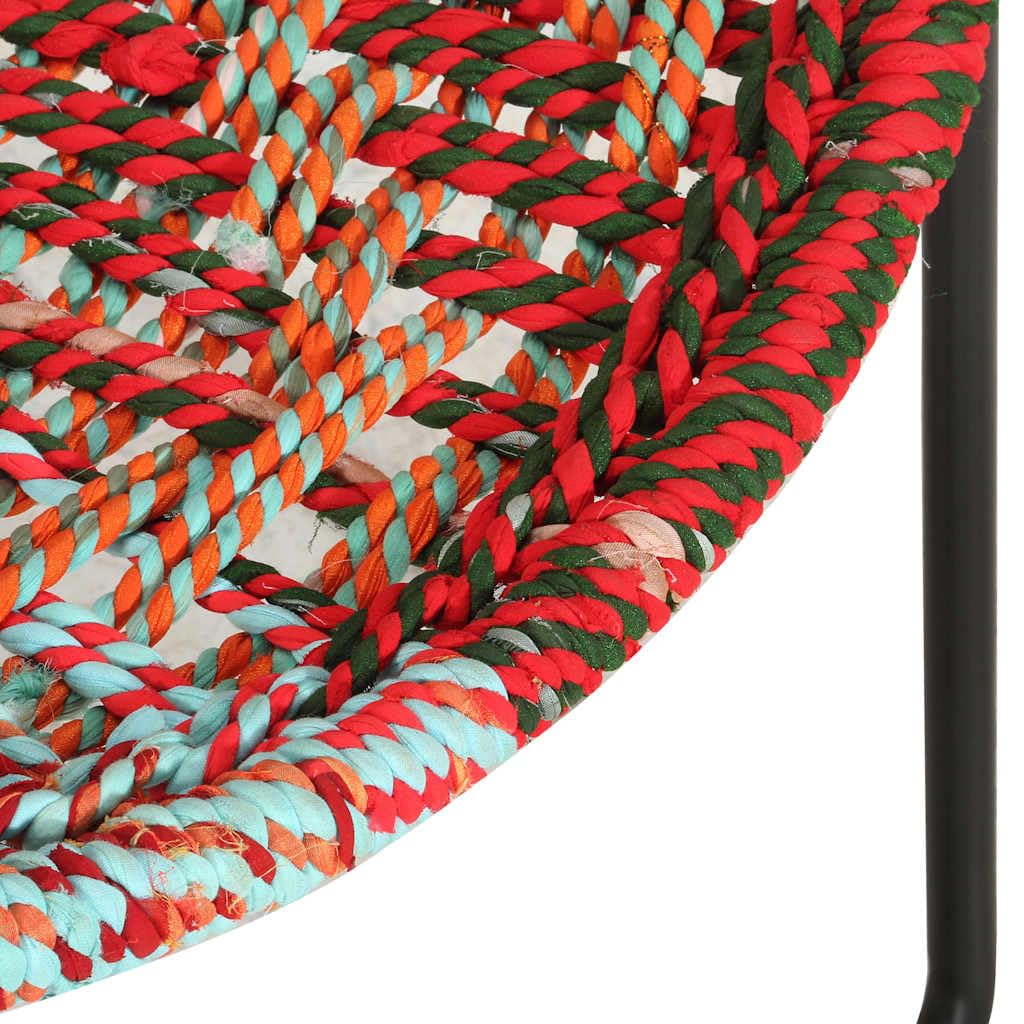 Krzesło wielokolorowe z materiału chindi o ergonomicznym wzornictwie, malowana proszkowo rama stalowa, 69 x 69 x 69 cm, szerokość siedziska 52 cm, tapicerowany fotel do salonu i sypialni