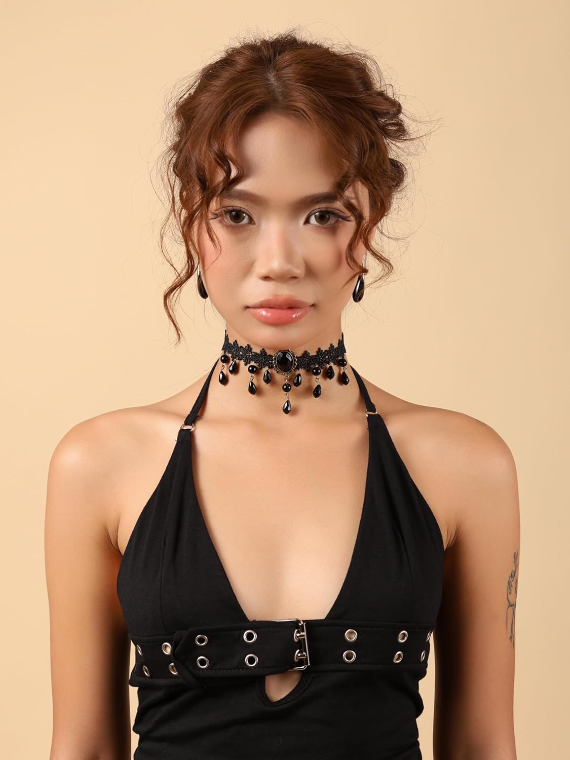 Sacina Gothic Vintage Black Teardrop Lace Choker, Gothic Necklace, Goth Jewelry, Halloween Christmas Jewelry Gift for Women - Image 5